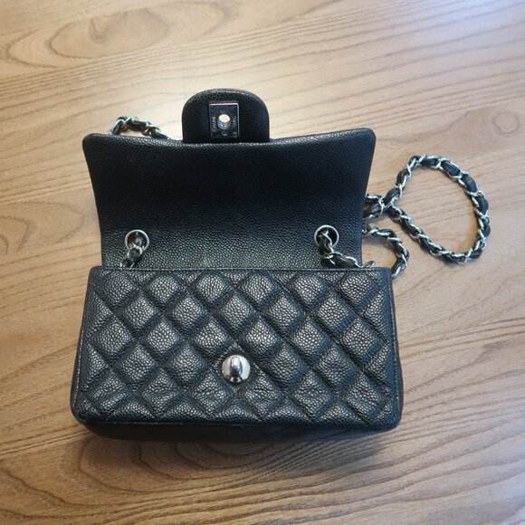 Chanel Caviar Mini Flap Bag Silver Hardware - Picture 5 of 11